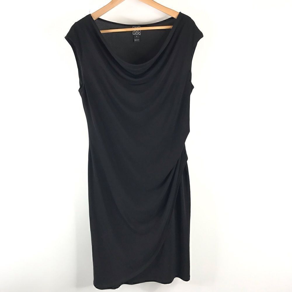 Clara Sun Woo Dress Jersey Sleeveless Faux Wrap